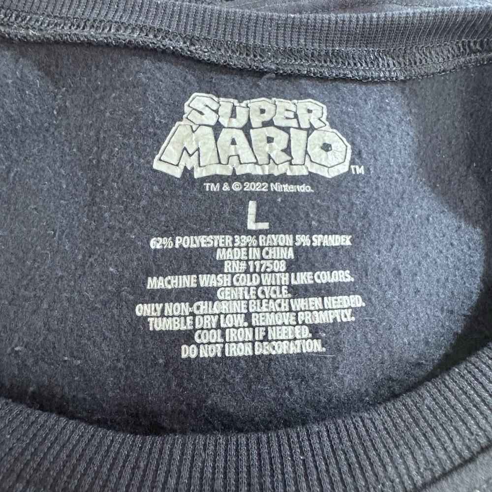 Mario Bros Crew Neck Sweater Black Size L Mens - Picture 6 of 6